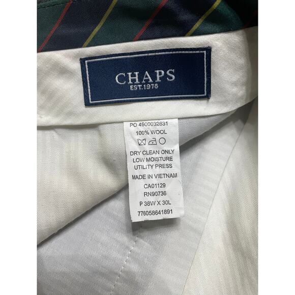 Chaps Mens Dress Pants 38W x 30L All Wool Gray Light Interior Staining Last Pic - Picture 3 of 9